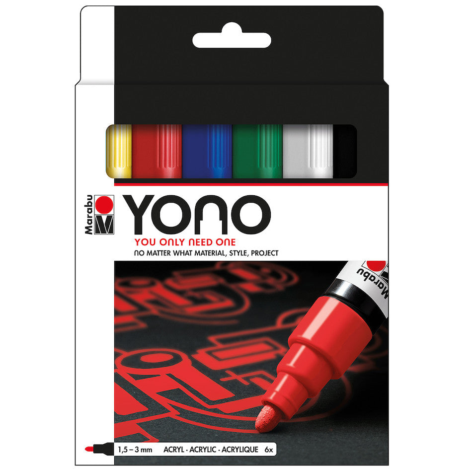 Marabu YONO Marker 1.5-3mm Set of 6 by YONO at Cult Pens