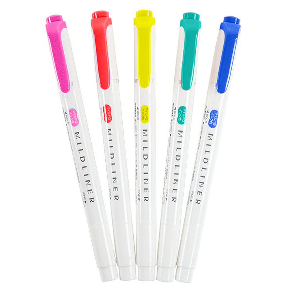 Zebra Mildliner Twin Tip Pastel Highlighter Set of 5 by Zebra at Cult Pens