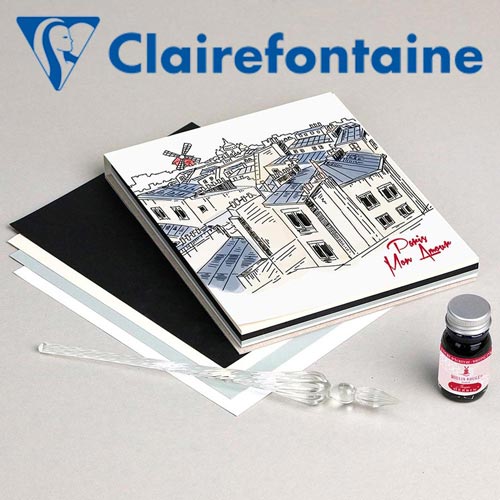 Clairefontaine 37126C Triomphe PLATINUM Collectie, een diep blauw genaaid notitieboek, A5, 14,8 x 21 cm, 96 pagina's, gelinieerd, ivoorkleurig papier, 90 g, omslag voor kaarten, mat, met zilveren Clairefontaine 37126C Triomphe PLATINUM Collectie, een diep blauw genaaid notitieboek, A5, 14,8 x 21 cm, 96 pagina's, gelinieerd, ivoorkleurig papier, 90 g, omslag voor kaarten, mat, met zilveren