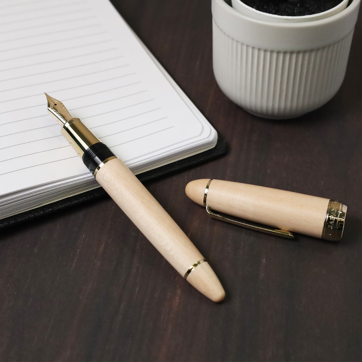 Large Ink Pen Sailor 1911 Large Fountain Pen Hard Maple Limited Edition Natural Medi