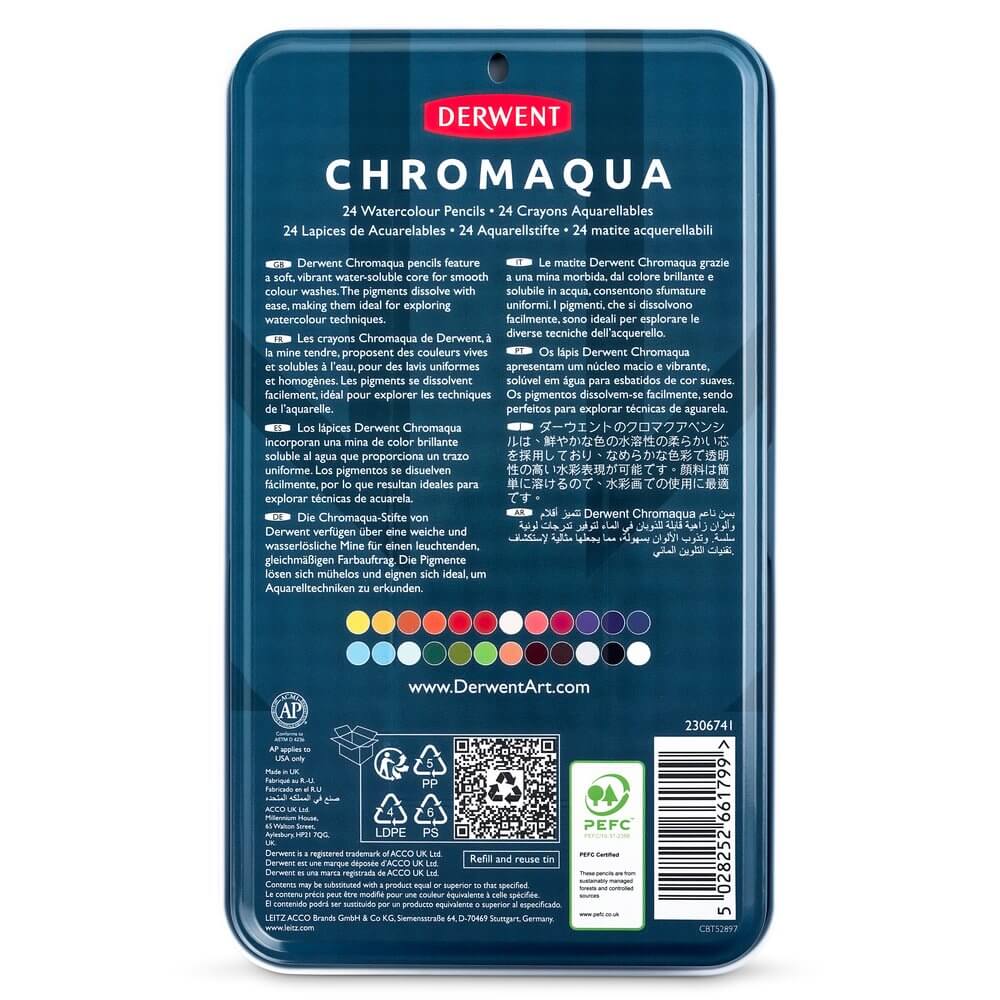 Derwent Chromaqua Watercolour Pencil Tin of 24