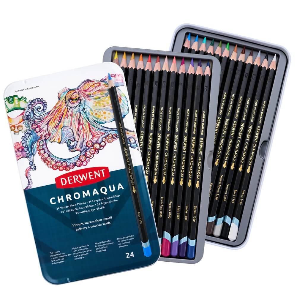 Derwent Chromaqua Watercolour Pencil Tin of 24
