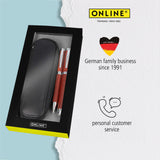 ONLINE Rosewood Fountain Pen Ballpoint and Leather Case Gift Set