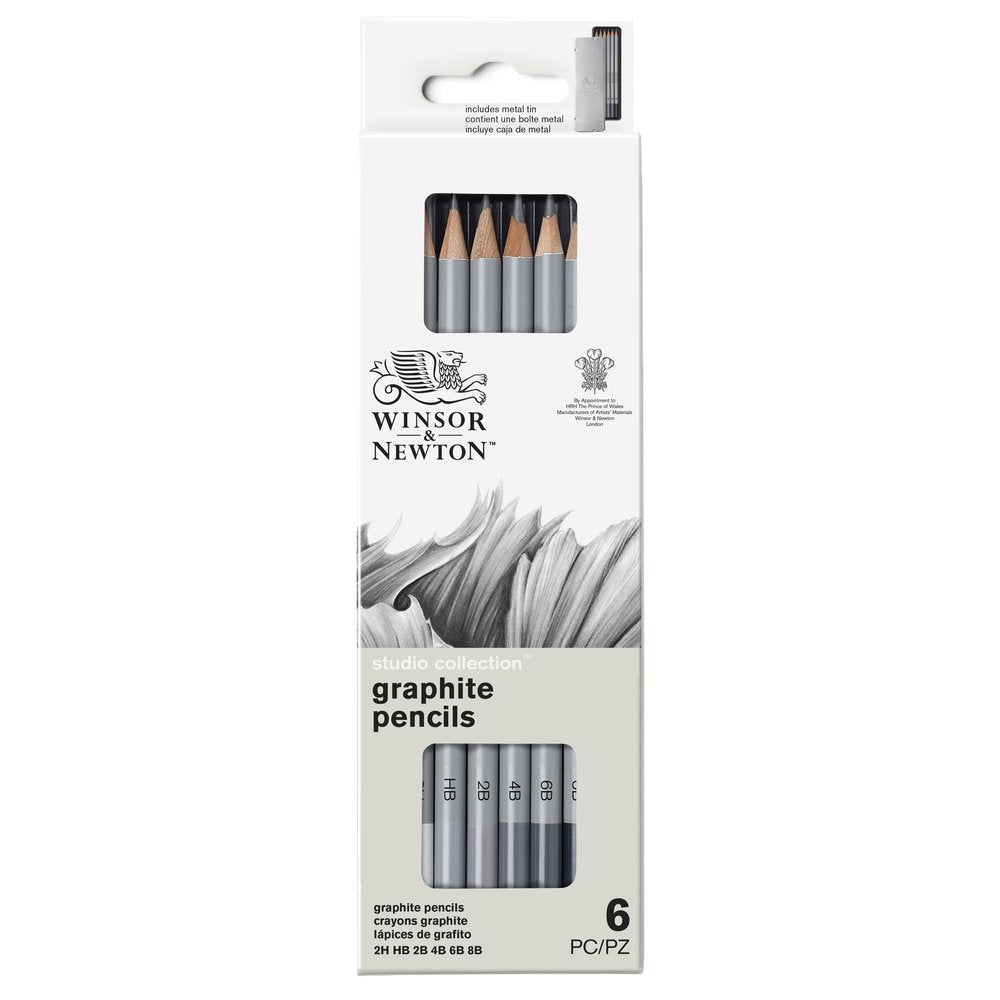 Winsor & Newton Studio Collection Graphite Pencils Assorted Tin of 6