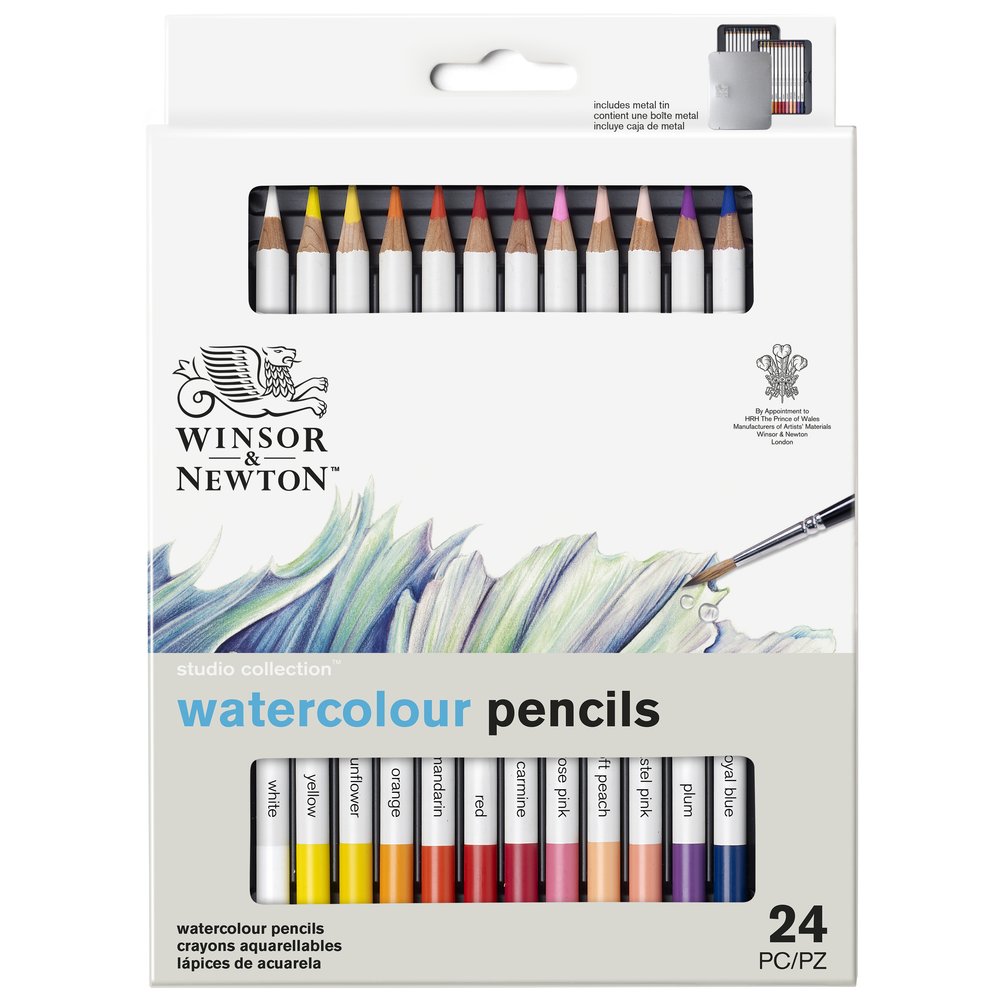 Winsor & Newton Studio Collection Watercolour Pencils Assorted Tin of 24