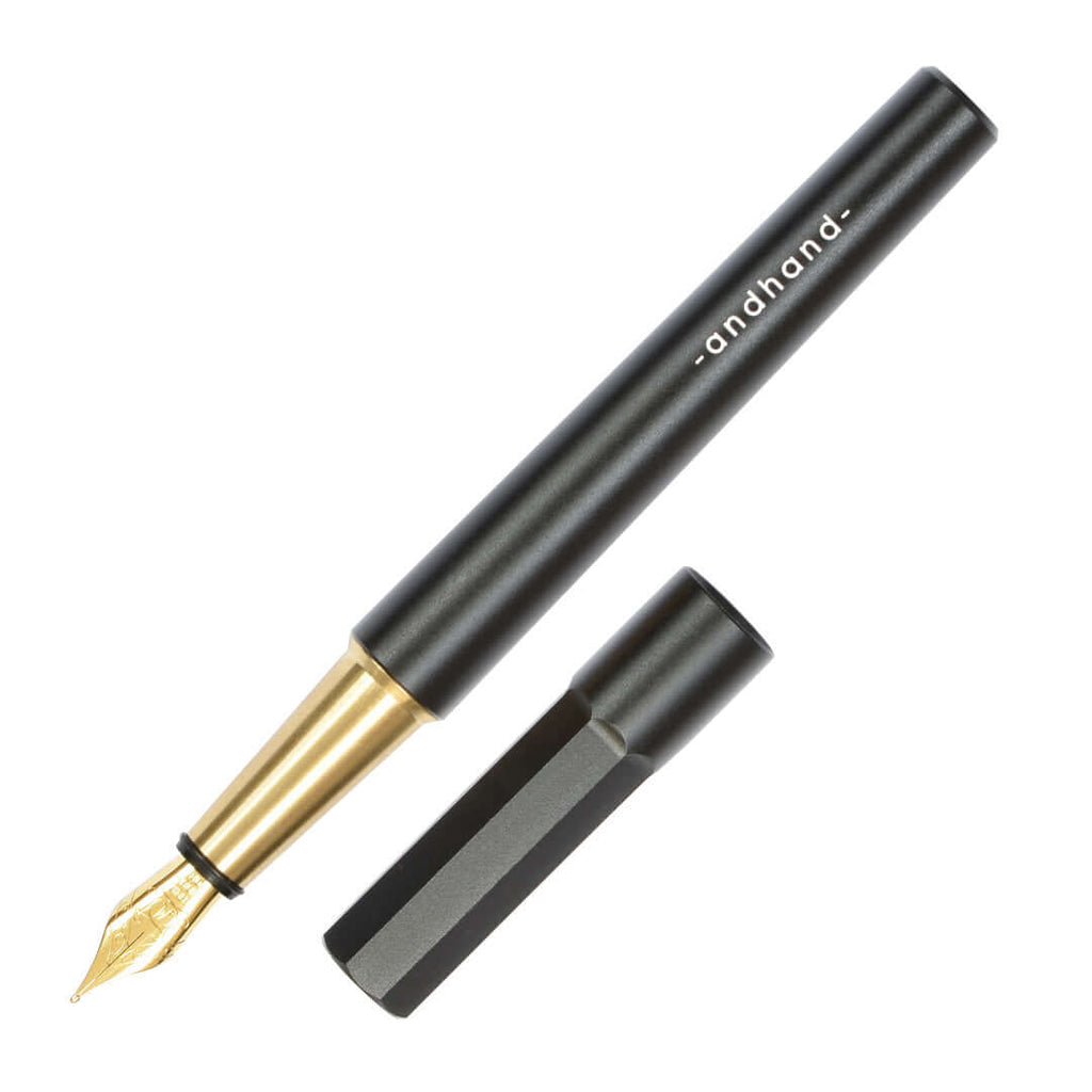 Andhand Method Fountain Pen Medium Nib Black and Brass by Andhand at Cult Pens