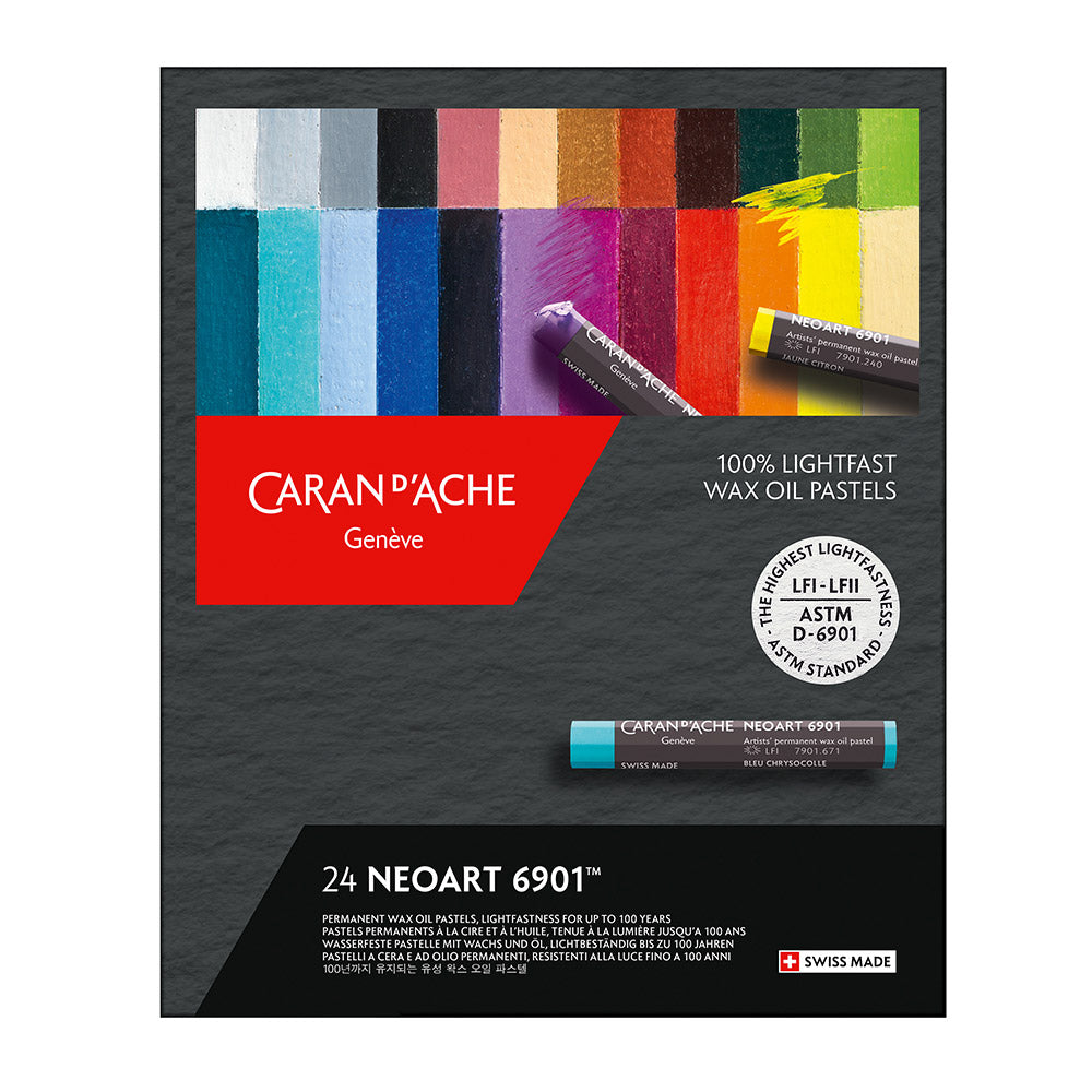 Caran d'Ache Neoart 6901 Professional Water Resistant Wax Oil Pastels Box of 24