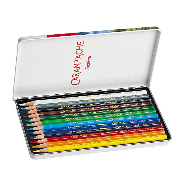 Caran d'Ache Prismalo Colouring Pencils Tin of 12 by Caran d'Ache at Cult Pens