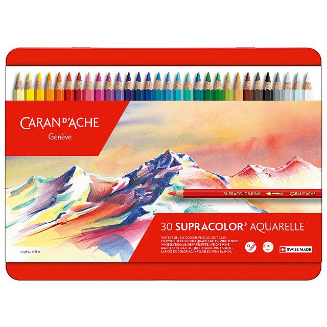 Caran d'Ache Supracolor Water Soluble Pencils Assorted Tin of 30 by Caran d'Ache at Cult Pens