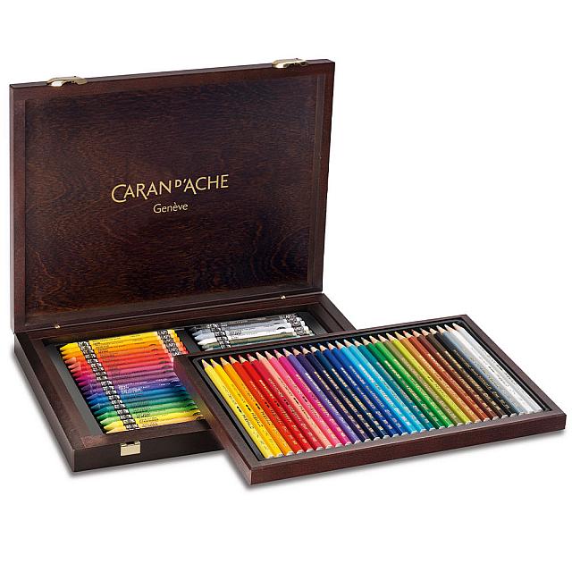 Caran d'Ache Prismalo and Neocolor II Wooden Box of 30 + 40 by Caran d'Ache at Cult Pens