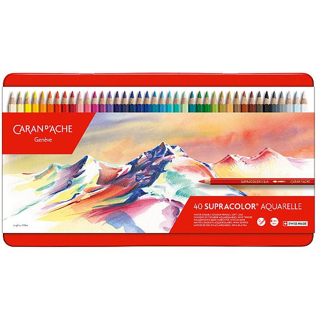 Caran d'Ache Supracolor Water Soluble Pencils Assorted Tin of 40 by Caran d'Ache at Cult Pens