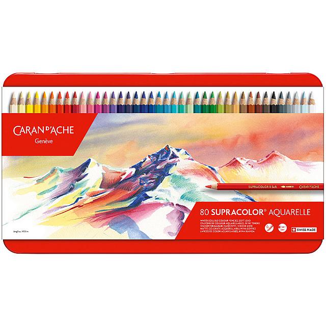 Caran d'Ache Supracolor Water Soluble Pencils Assorted Tin of 80 by Caran d'Ache at Cult Pens