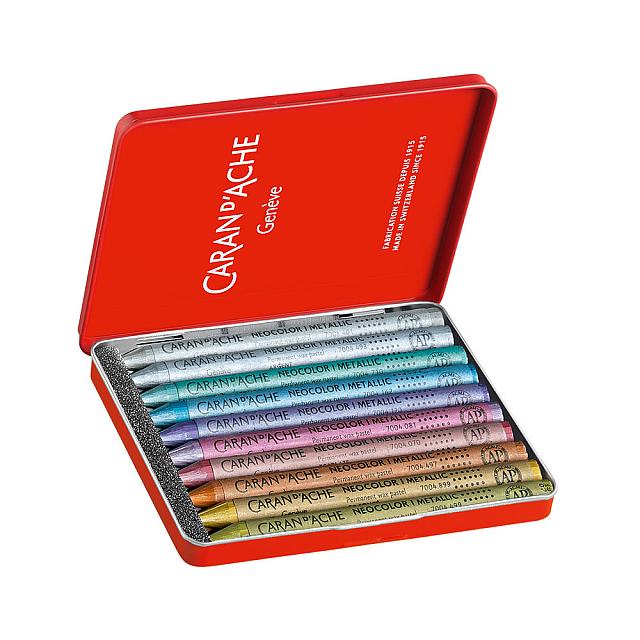 Caran d'Ache Neocolor I Metallic Wax Pastel Set of 10 Assorted by Caran d'Ache at Cult Pens