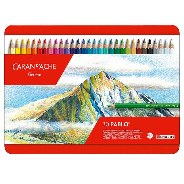 Caran d'Ache Pablo Artists Permanent Colour Pencil Assorted Tin of 30 by Caran d'Ache at Cult Pens