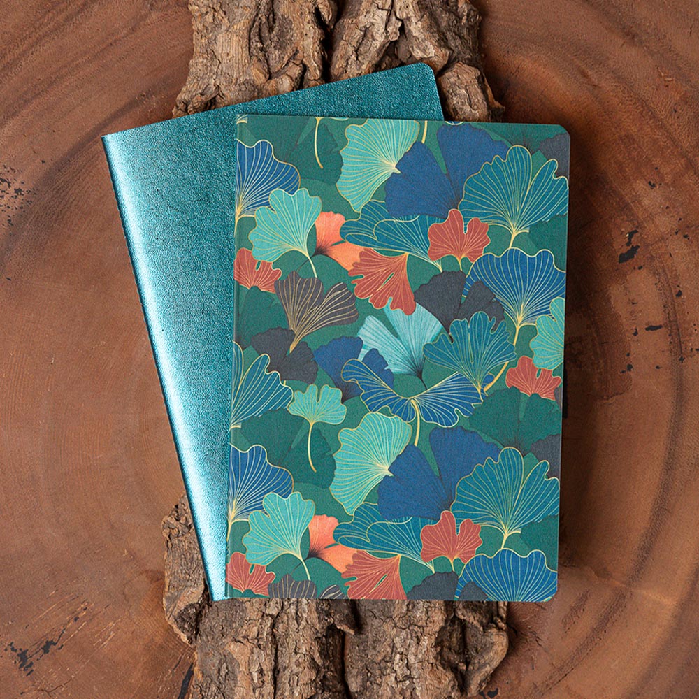Clairefontaine Ginkgo Set of 2 Stapled Notebooks Sewn On Spine A5