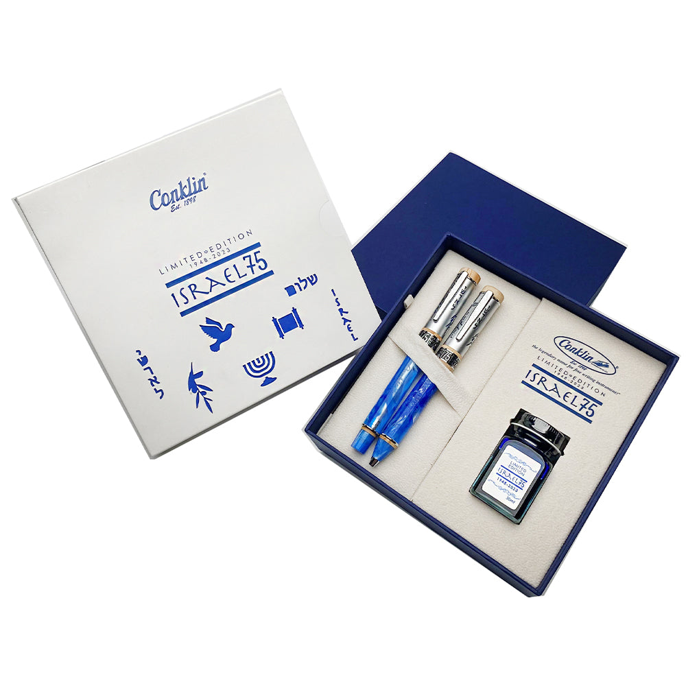 Conklin Israel 75th Anniversary Diamond Jubilee Collection 1948 Ballpoint and Fountain Pen Gift Set Limited Edition by Conklin at Cult Pens