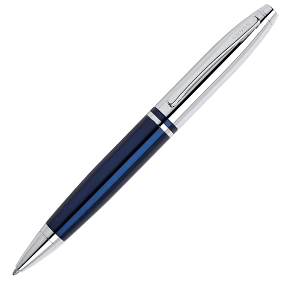 Cross Calais Ballpoint Pen Chrome & Blue Lacquer