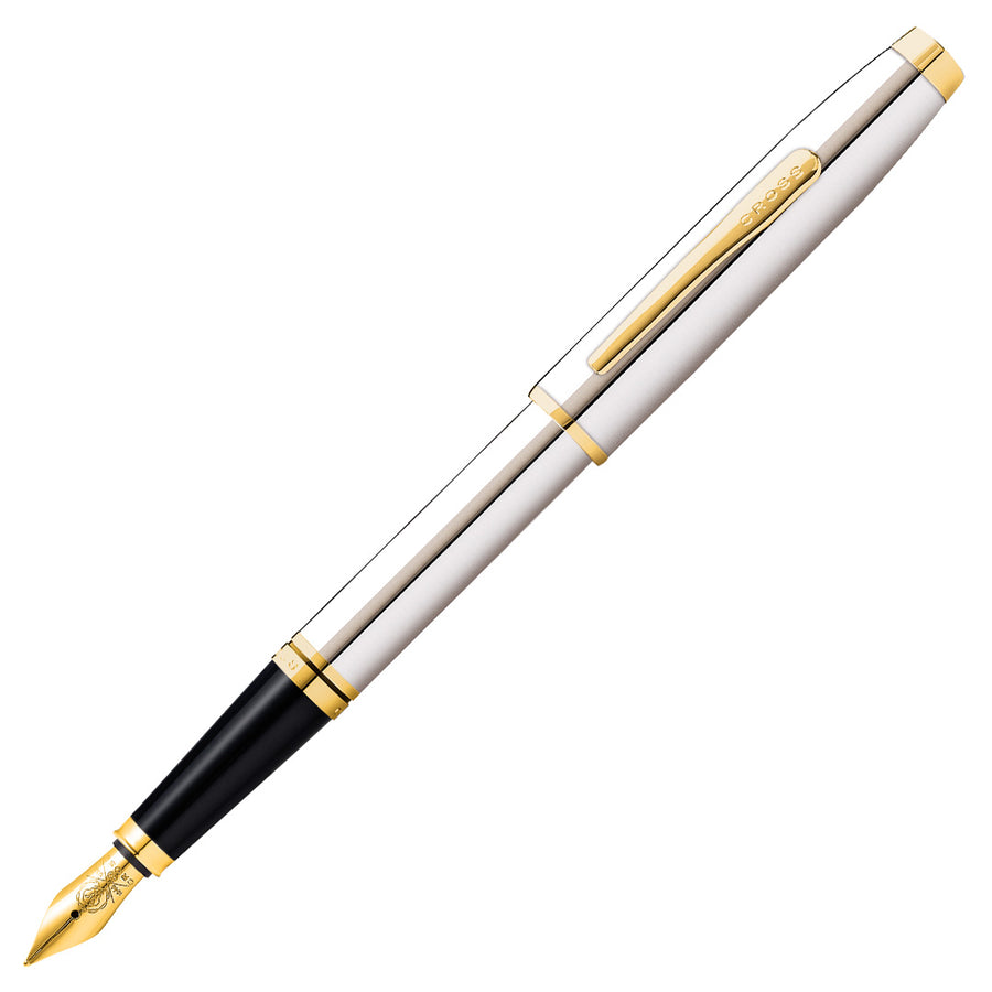 ross Coventry Chrome Gold Tone Trim Fountain Pen Fine Nib AT0666-2