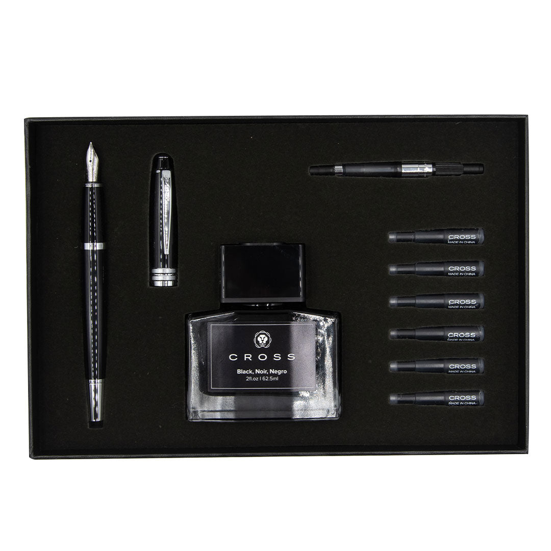 Cross Bailey Fountain Pen & Ink Set Black