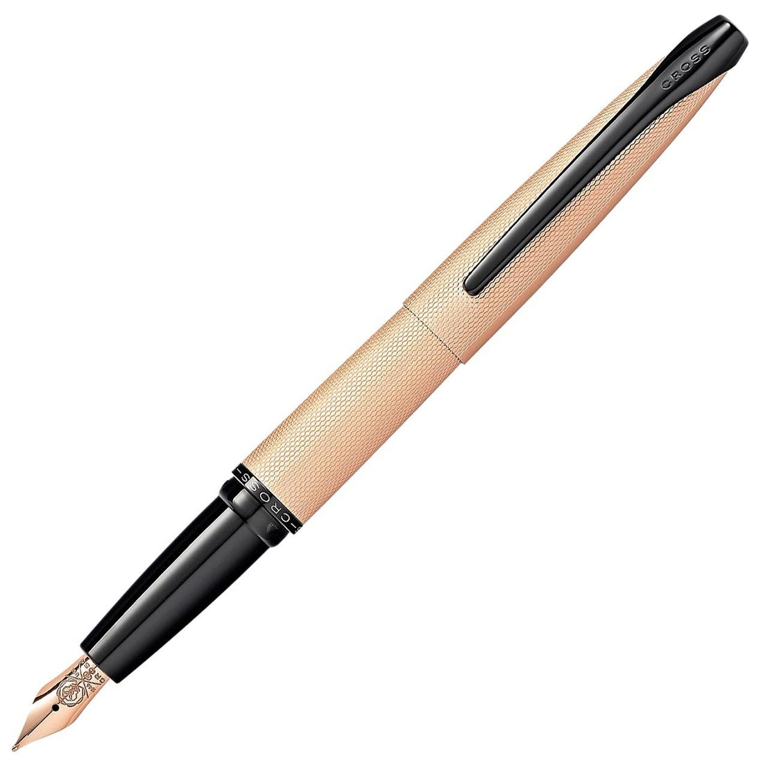 Cross ATX Brushed Rose Gold PVD w/ Etched Diamond Pattern Fountain Pen w Stainless / Rose Gold Nib Item# 886-42