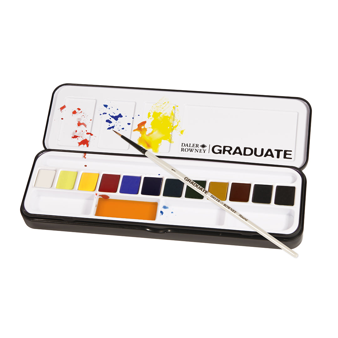 Daler-Rowney Graduate Watercolour Paint Half-Pan Set of 12