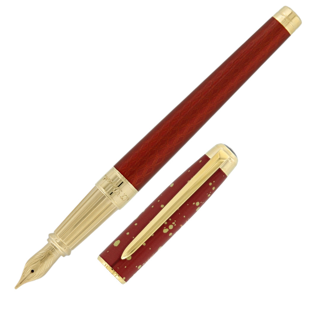 S.T. Dupont Line D Eternity Fountain Pen Dragon Matt Bordeaux