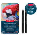 Derwent Chromaflow Coloured Pencils Tin of 24 + Blender Pens Bundle
