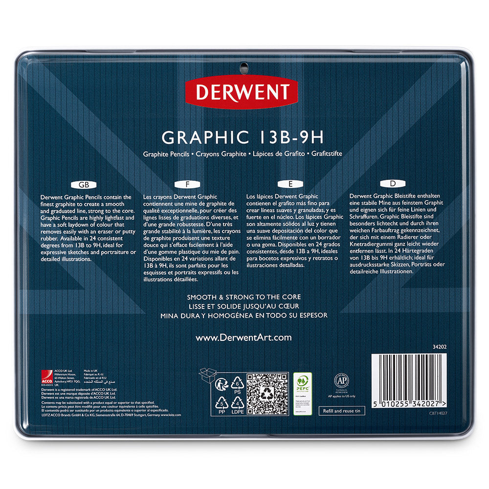 Derwent Graphic Graphite Pencil Tin of 24