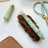 Esterbrook Estie Fountain Pen Sea Glass with Gold Trim Needlepoint Nib