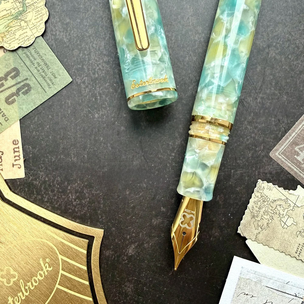 Esterbrook Estie Fountain Pen Sea Glass with Gold Trim Needlepoint Nib