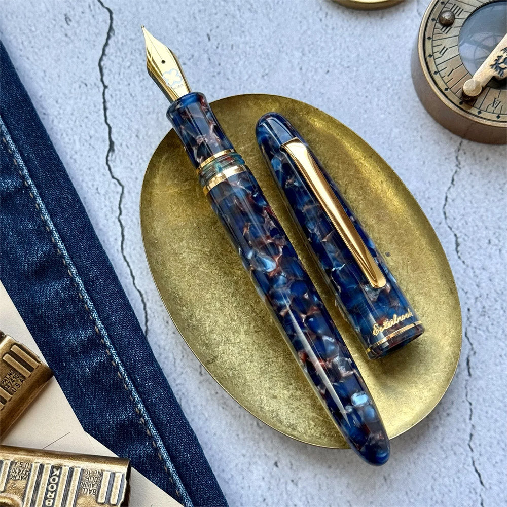 Esterbrook Estie Fountain Pen Nouveau Bleu with Gold Trim Custom Scribe Nib
