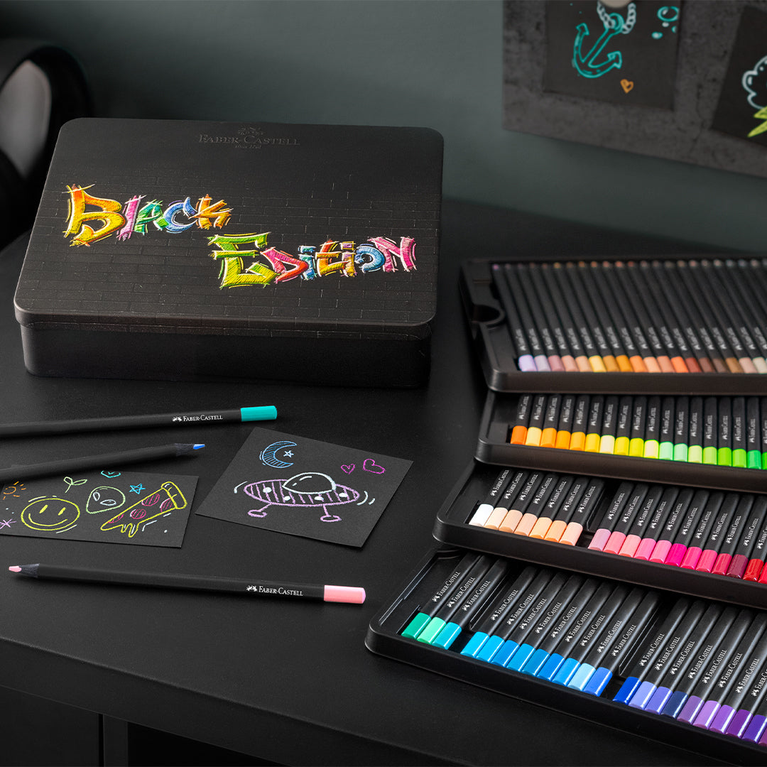 Faber-Castell Colour Pencils Black Edition Tin of 100