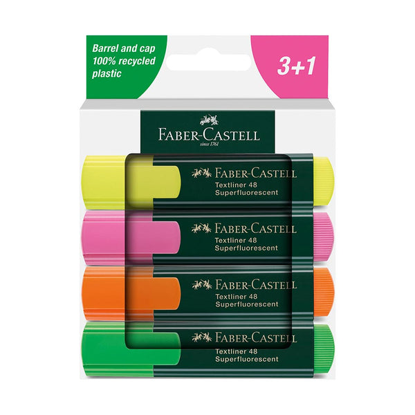 Faber-Castell Textliner Highlighters - 48 Pack Refillable Highlighters In 4 Colors