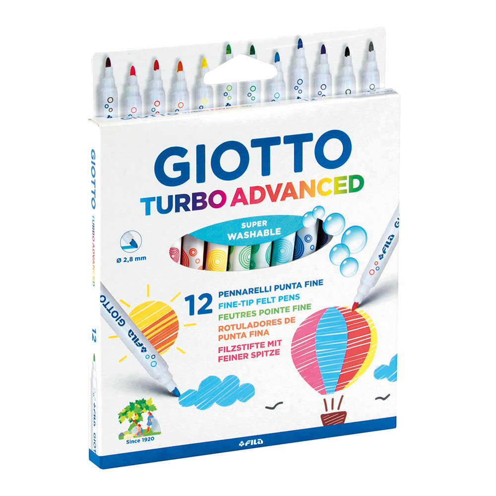 Giotto Turbo Advanced Super Washable Fibre Pens Set of 12