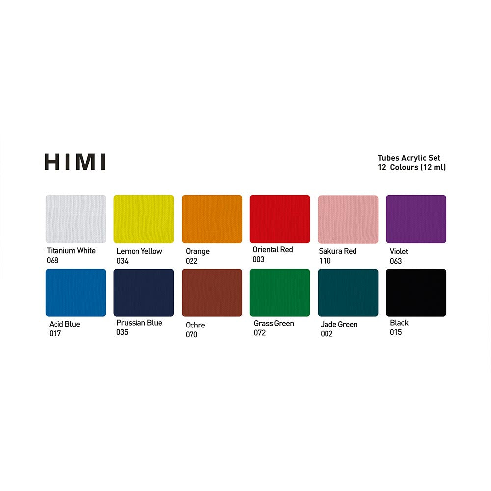 HIMI Tube Acrylic Set of 12 Colours 12ml