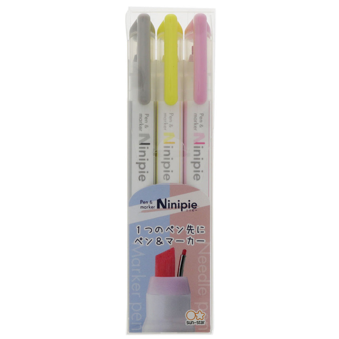 Sun-Star NINIPIE Highlight and Mark Pen Set of 3