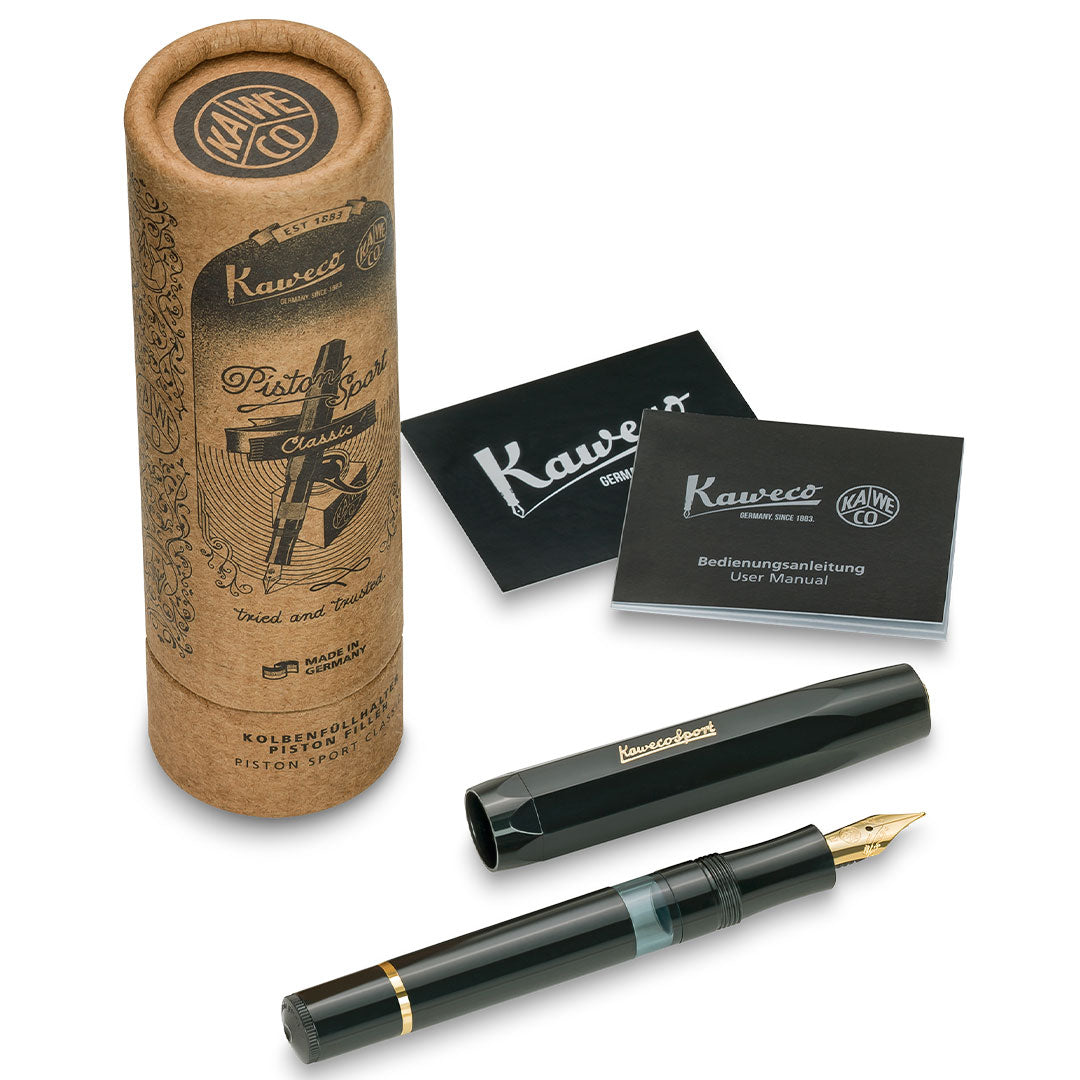 Kaweco Classic Sport Piston Filler Fountain Pen Black and Gold