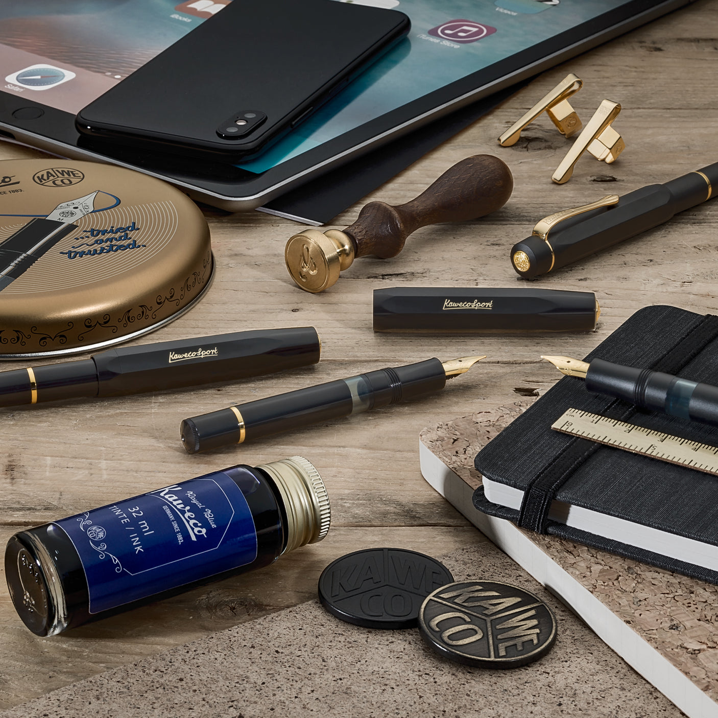 Kaweco Classic Sport Piston Filler Fountain Pen Black and Gold