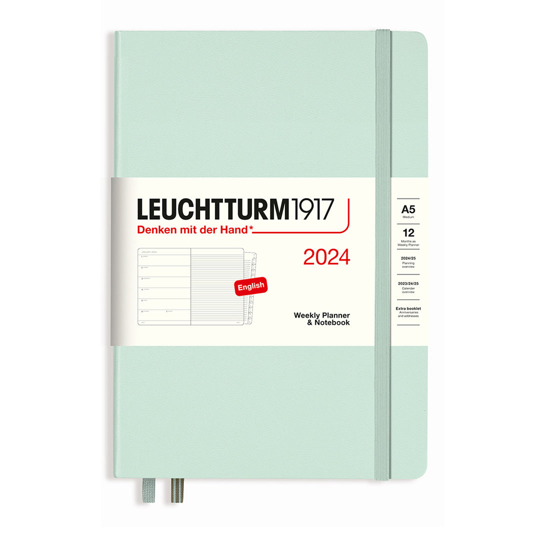 LEUCHTTURM1917 Weekly Planner & Notebook Medium A5 2024 Mint Green