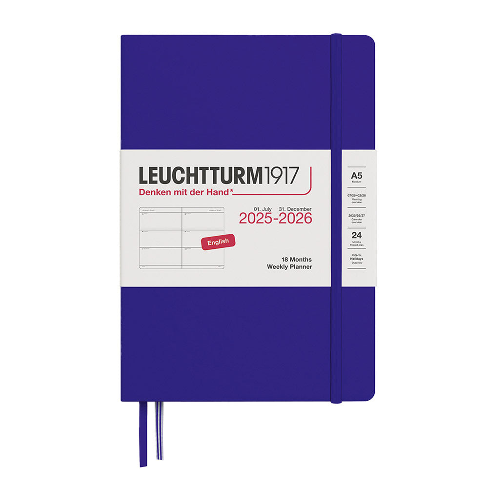 LEUCHTTURM1917 Weekly Planner Medium (A5) 18 months 2025/2026 Ink