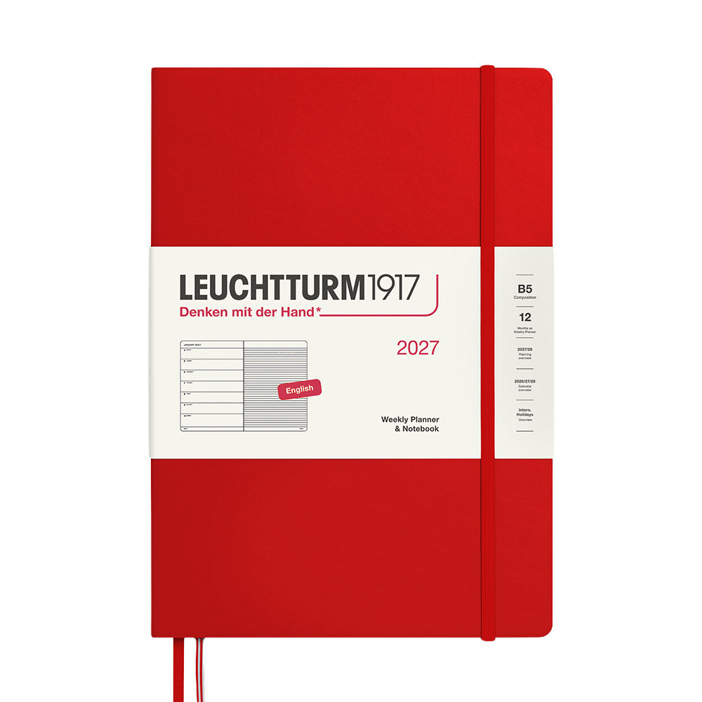 LEUCHTTURM1917 Weekly Planner & Notebook 2027 Hardcover Composition B5 Cherry