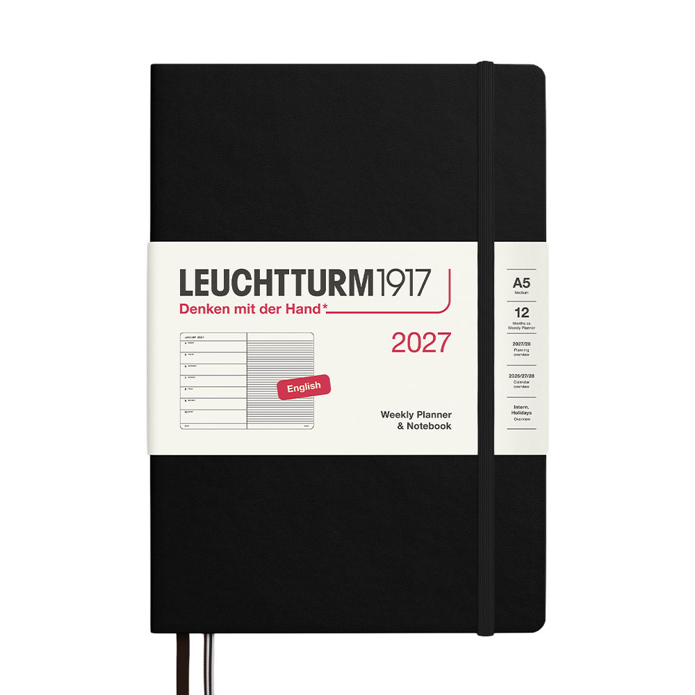 LEUCHTTURM1917 Weekly Planner & Notebook 2027 Hardcover Medium A5 Black