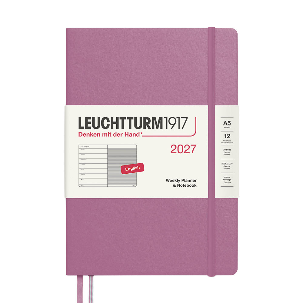 LEUCHTTURM1917 Weekly Planner & Notebook 2027 Hardcover Medium A5 Dusty Rose
