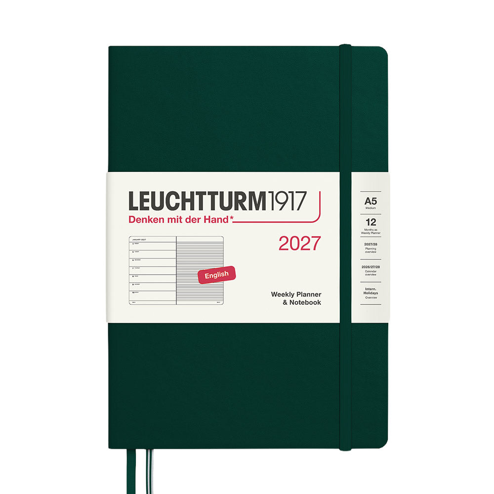 LEUCHTTURM1917 Weekly Planner & Notebook 2027 Hardcover Medium A5 Forest Green