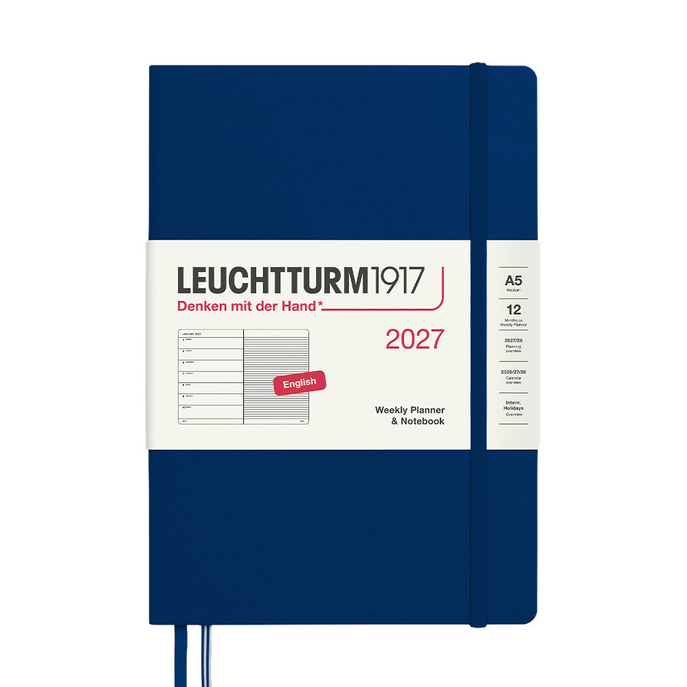 LEUCHTTURM1917 Weekly Planner & Notebook 2027 Hardcover Medium A5 Navy