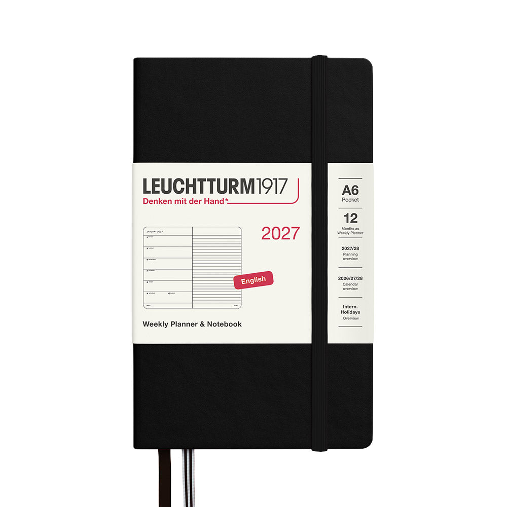 LEUCHTTURM1917 Weekly Planner & Notebook 2027 Hardcover Pocket A6 Black