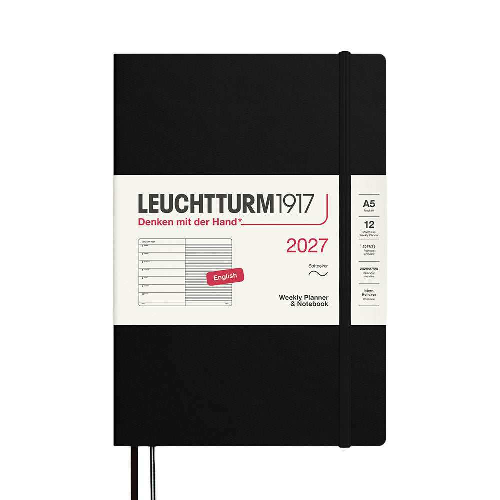 LEUCHTTURM1917 Weekly Planner & Notebook 2027 Softcover Medium A5 Black