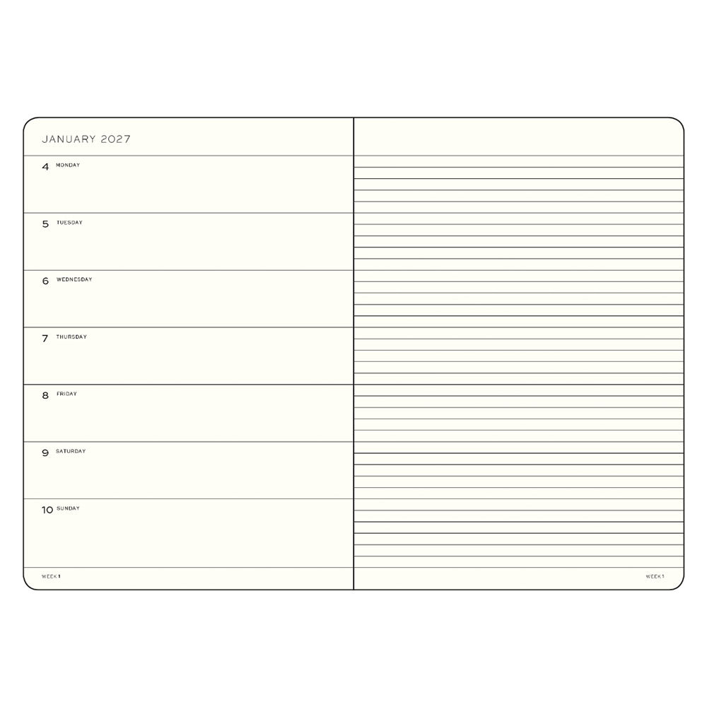 LEUCHTTURM1917 Weekly Planner & Notebook 2027 Softcover Paperback B6+ Black