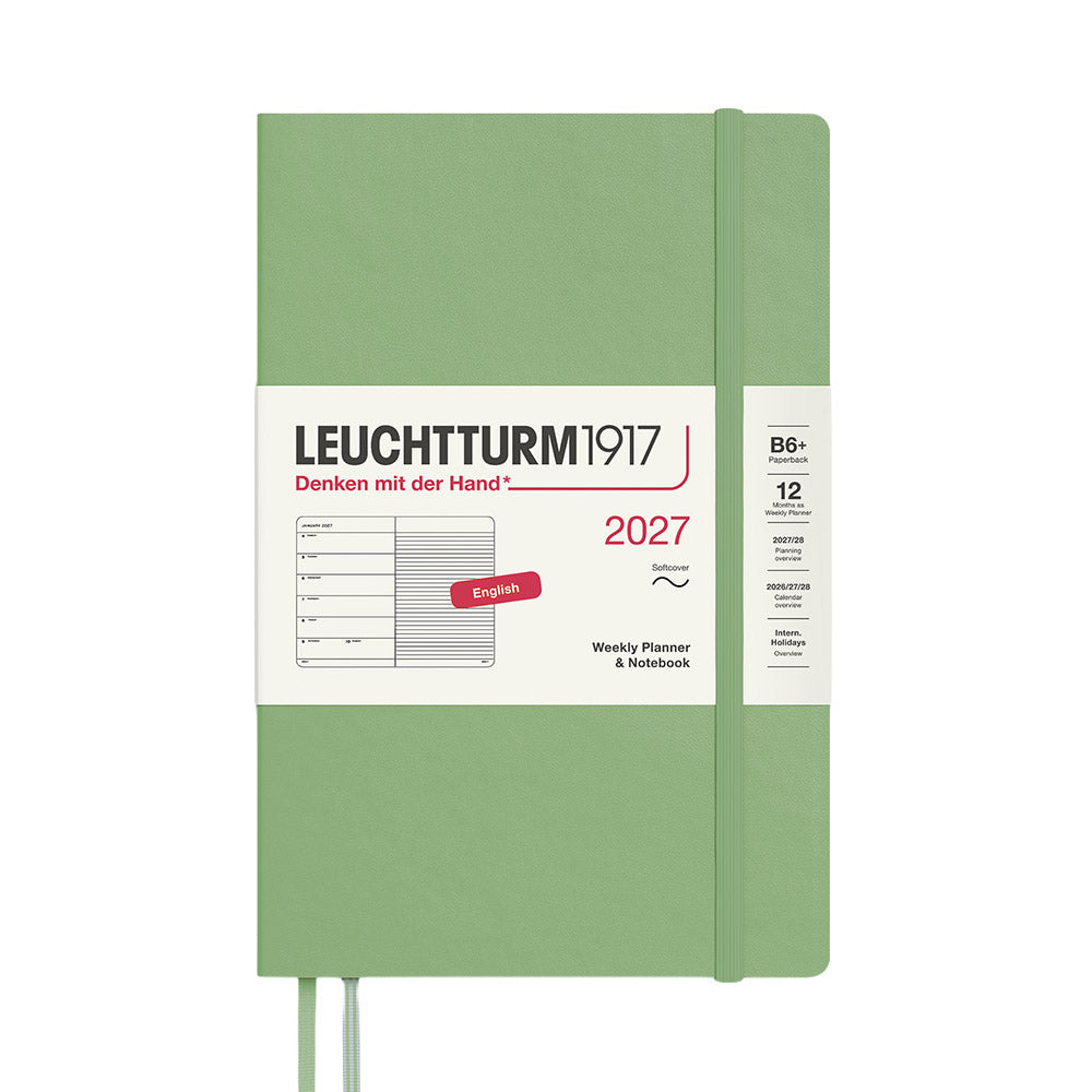LEUCHTTURM1917 Weekly Planner & Notebook 2027 Softcover Paperback B6+ Sage