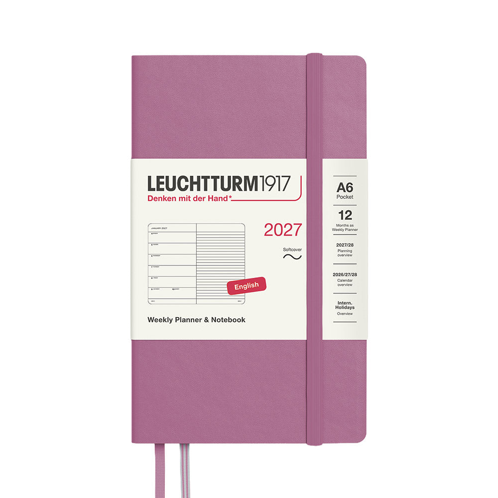 LEUCHTTURM1917 Weekly Planner & Notebook 2027 Softcover Pocket A6 Dusty Rose